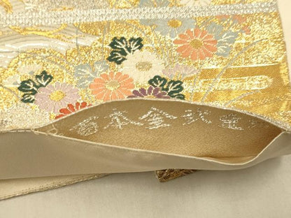 平和屋本店▼六通柄袋帯　光悦春秋文　九百本金弐重織　正絹　逸品　DABK7545du