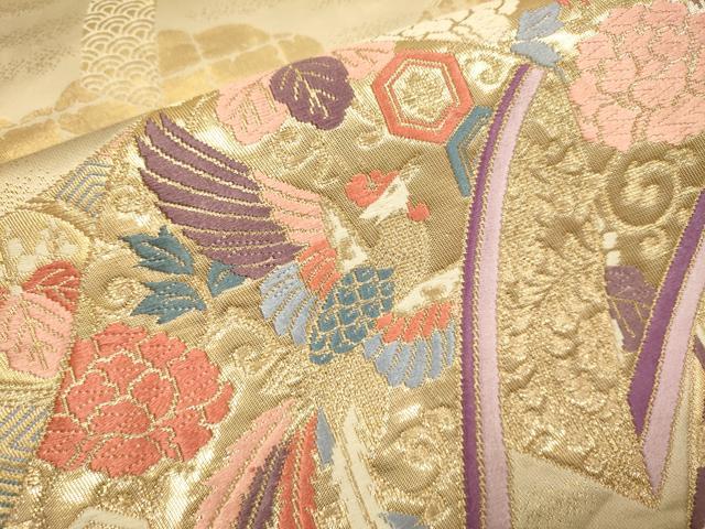 平和屋本店▼六通柄袋帯　唐織　鳳凰吉祥花文　本金箔錦　二重織　正絹　逸品　DABK7546du