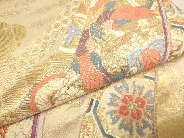 平和屋本店▼六通柄袋帯　唐織　鳳凰吉祥花文　本金箔錦　二重織　正絹　逸品　DABK7546du