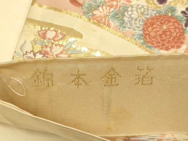 平和屋本店▼六通柄袋帯　唐織　御所車花鼓文　錦本金箔　正絹　逸品　DABK7549du