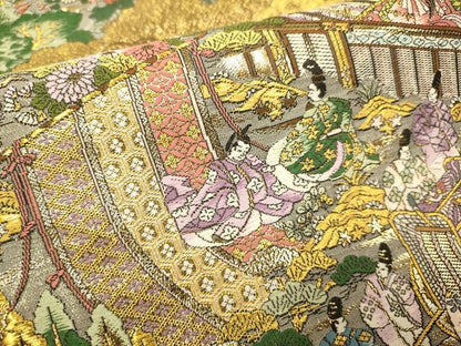 平和屋本店▼西陣　廣部商事謹製　全通柄袋帯　京洛祇園祭還絵巻　弐拾四金箔使用　上代68万　正絹　逸品　DABK7552du
