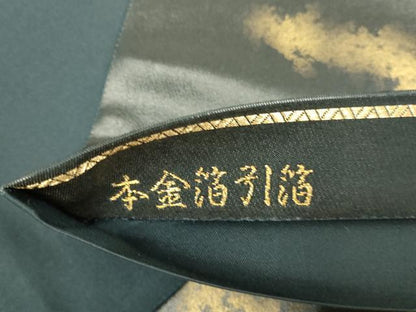 平和屋本店▼螺鈿作家　藤本隆士　袋帯　藤　本金箔引箔　正絹　逸品　DABK7566du