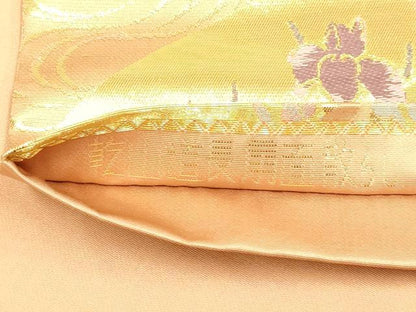 平和屋本店▼六通柄袋帯　乾山道長扇面散らし　純金二重箔　正絹　逸品　DABK7568du