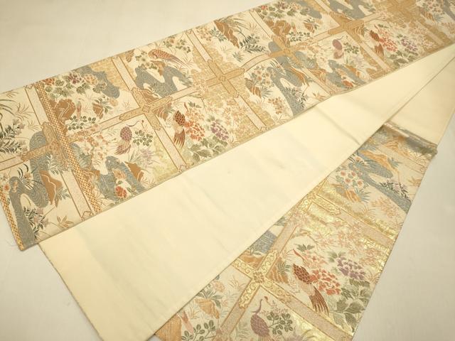 平和屋本店▼六通柄袋帯　天井花鳥文　本金箔24K　正絹　逸品　DABK7574du