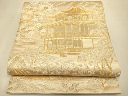 平和屋本店▼全通柄袋帯　風景文　本金箔　正絹　逸品　DABK7583du