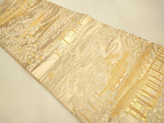 平和屋本店▼全通柄袋帯　風景文　本金箔　正絹　逸品　DABK7583du