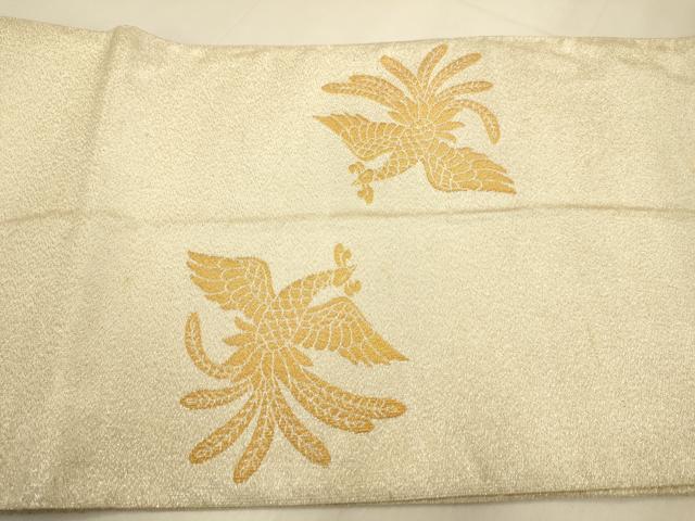 平和屋本店▼綴れ　太鼓柄袋帯　色紙花鳥文　純金糸24金箔　正絹　逸品　DABK7585du