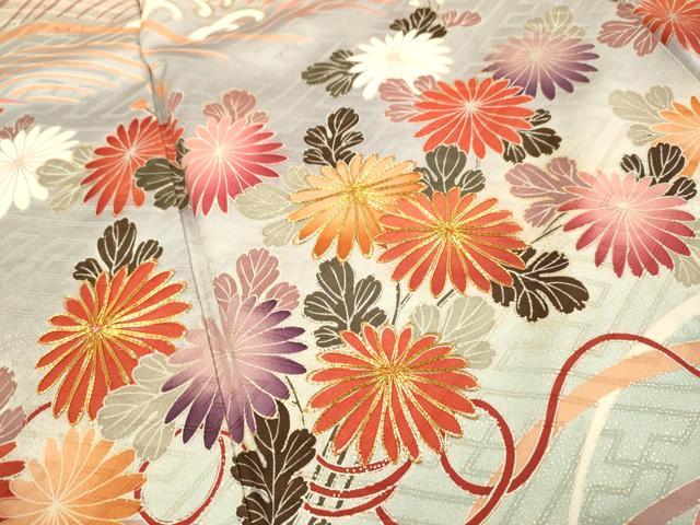 平和屋着物●豪華振袖　駒刺繍　立波花文　暈し染め　金銀彩　正絹　逸品　DABK7863du