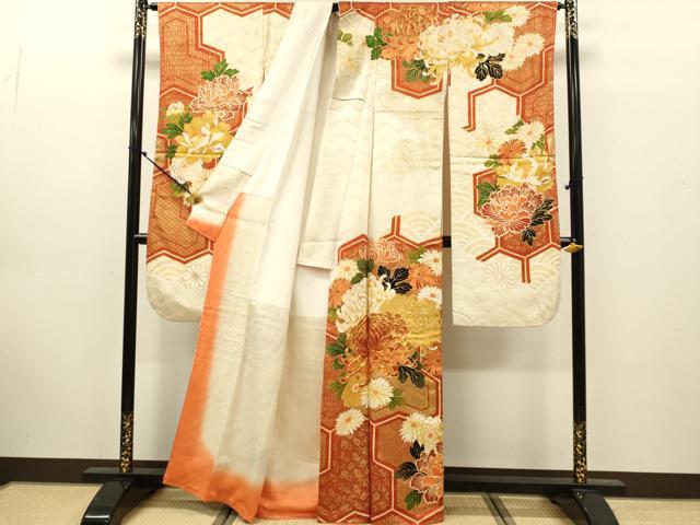 平和屋着物●豪華振袖　駒刺繍　菊文　金彩　正絹　逸品　DABK7870du