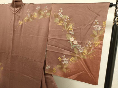 平和屋着物●訪問着　作家物　孔雀花文　暈し染め　金彩　正絹　逸品　DABK7872du