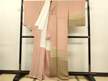 平和屋着物●訪問着　霞文　鬼しぼ縮緬　正絹　逸品　DABK7878du