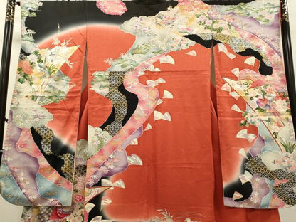 平和屋着物●豪華振袖　鴛鴦吉祥花文　暈し染め　金銀彩　正絹　逸品　DABK7881du