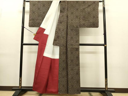 平和屋着物●本場大島紬　7マルキ　麻の葉文様　正絹　逸品　未使用　DABK7883du