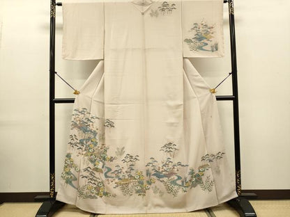 平和屋着物●本加賀友禅作家　染元千紅代表　寺西一紘　訪問着　風景花文　正絹　逸品　DABK7886du