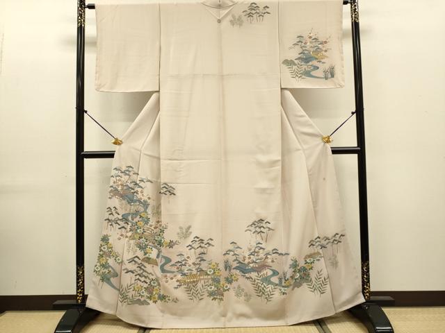 平和屋着物●本加賀友禅作家　染元千紅代表　寺西一紘　訪問着　風景花文　正絹　逸品　DABK7886du