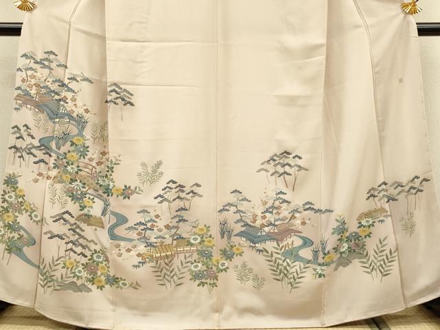 平和屋着物●本加賀友禅作家　染元千紅代表　寺西一紘　訪問着　風景花文　正絹　逸品　DABK7886du