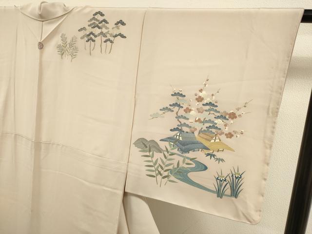 平和屋着物●本加賀友禅作家　染元千紅代表　寺西一紘　訪問着　風景花文　正絹　逸品　DABK7886du