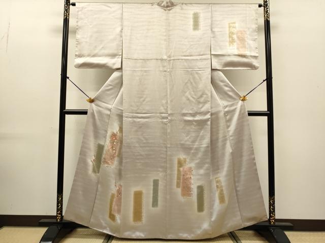 平和屋着物●訪問着　刺繍　枝花文　暈し染め　金銀彩　正絹　逸品　DABK7887du