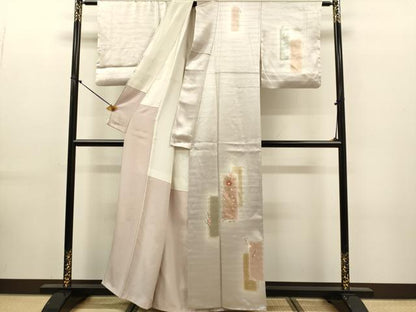 平和屋着物●訪問着　刺繍　枝花文　暈し染め　金銀彩　正絹　逸品　DABK7887du