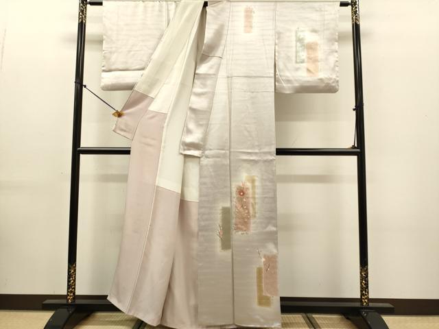 平和屋着物●訪問着　刺繍　枝花文　暈し染め　金銀彩　正絹　逸品　DABK7887du
