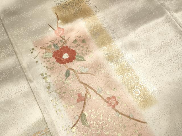平和屋着物●訪問着　刺繍　枝花文　暈し染め　金銀彩　正絹　逸品　DABK7887du