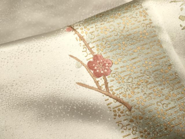 平和屋着物●訪問着　刺繍　枝花文　暈し染め　金銀彩　正絹　逸品　DABK7887du