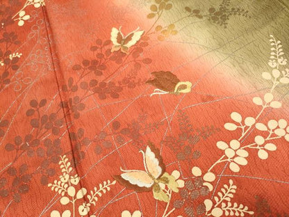 平和屋着物●訪問着　刺繍　舞蝶文　暈し染め　銀彩　正絹　逸品　DABK7890du