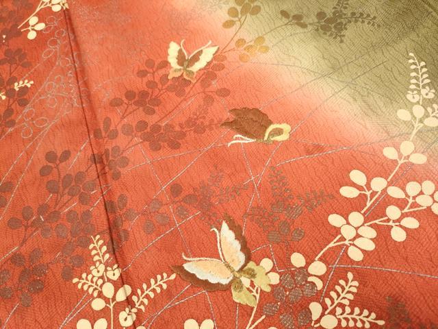 平和屋着物●訪問着　刺繍　舞蝶文　暈し染め　銀彩　正絹　逸品　DABK7890du