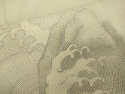 平和屋着物▽訪問着　無双　紗袷　紗×絽　立波文　正絹　逸品　DABK7900du