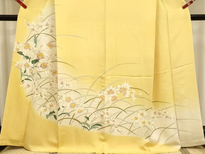 平和屋着物●訪問着　刺繍　草花文　暈し染め　金彩　正絹　逸品　DABK7985du