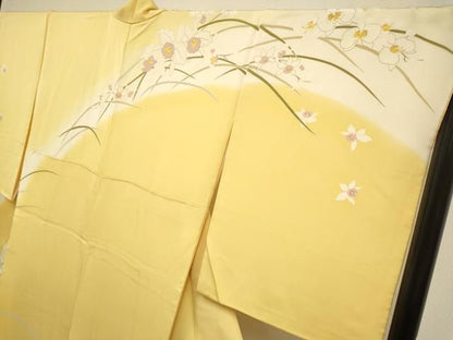 平和屋着物●訪問着　刺繍　草花文　暈し染め　金彩　正絹　逸品　DABK7985du