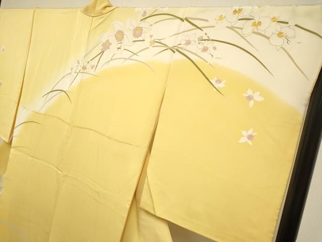平和屋着物●訪問着　刺繍　草花文　暈し染め　金彩　正絹　逸品　DABK7985du
