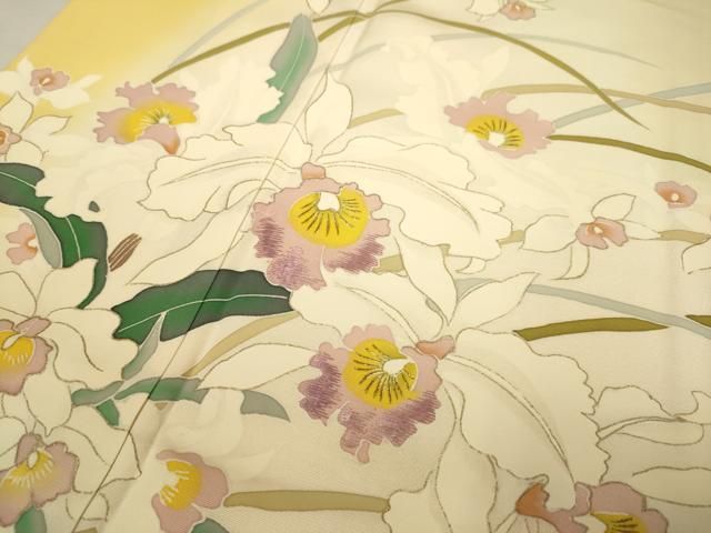 平和屋着物●訪問着　刺繍　草花文　暈し染め　金彩　正絹　逸品　DABK7985du