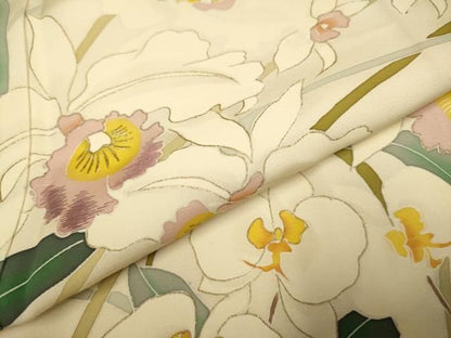 平和屋着物●訪問着　刺繍　草花文　暈し染め　金彩　正絹　逸品　DABK7985du