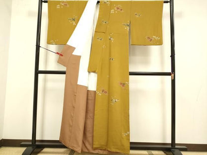 平和屋着物●青山みとも　小紋　跳び兎　鬼しぼ縮緬　正絹　逸品　DABK7986du