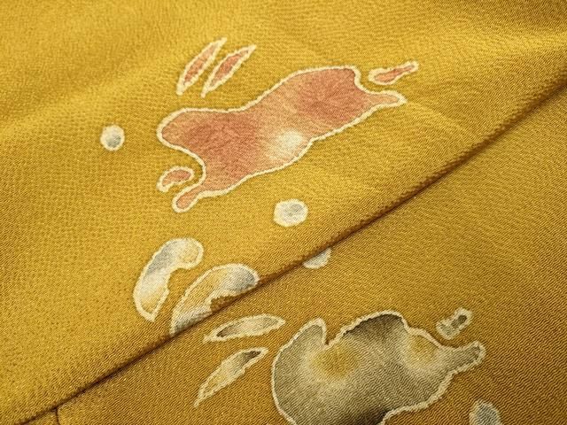 平和屋着物●青山みとも　小紋　跳び兎　鬼しぼ縮緬　正絹　逸品　DABK7986du