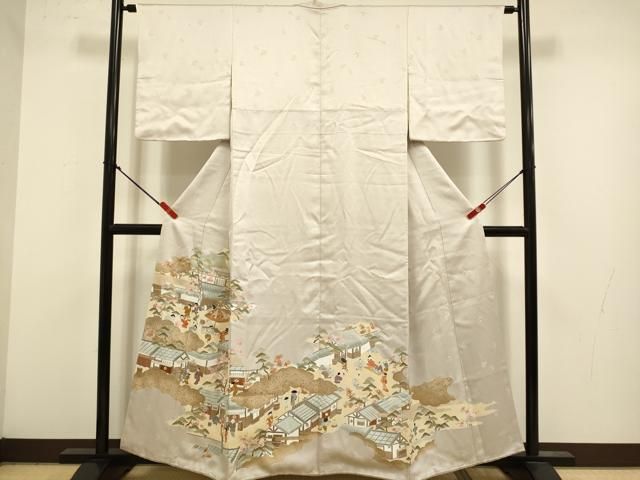 平和屋着物●豪華色留袖　刺繍　人物風景文　正絹　逸品　DABK7987du
