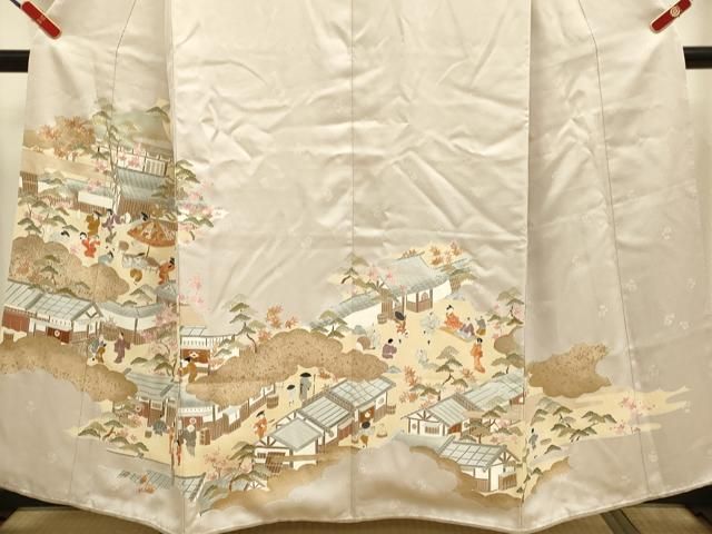 平和屋着物●豪華色留袖　刺繍　人物風景文　正絹　逸品　DABK7987du