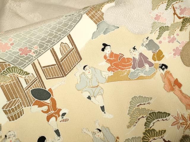 平和屋着物●豪華色留袖　刺繍　人物風景文　正絹　逸品　DABK7987du