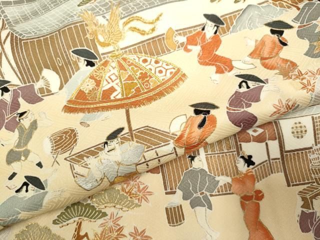 平和屋着物●豪華色留袖　刺繍　人物風景文　正絹　逸品　DABK7987du