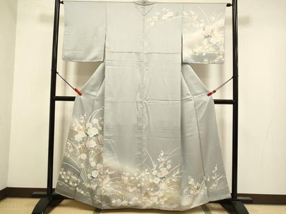 平和屋着物●訪問着　草花文　暈し染め　金銀彩　正絹　逸品　DABK7988du