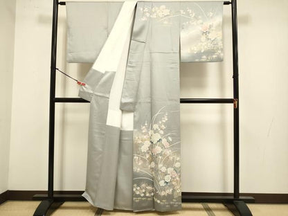平和屋着物●訪問着　草花文　暈し染め　金銀彩　正絹　逸品　DABK7988du