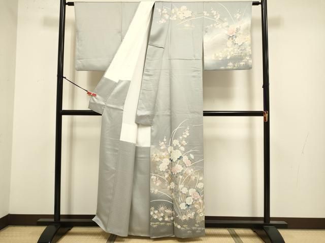 平和屋着物●訪問着　草花文　暈し染め　金銀彩　正絹　逸品　DABK7988du