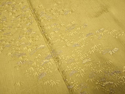 平和屋着物●中国三大刺繍　スワトウ刺繍　汕頭刺繍　総刺繍　訪問着　流水笹松文　金糸　正絹　逸品　DABK7990du