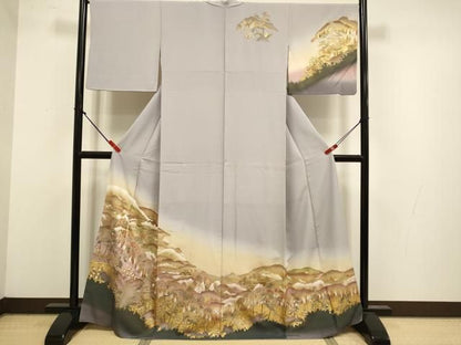 平和屋着物●訪問着　風景文　暈し染め　金彩　正絹　逸品　DABK7993du