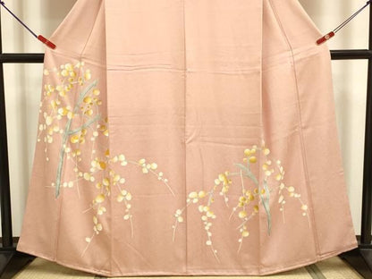 平和屋着物●豪華色留袖　刺繍　枝花文　正絹　逸品　DABK7996du