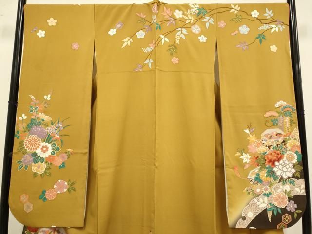 平和屋着物●豪華振袖　貝桶花文　金彩　正絹　逸品　DABK7998du