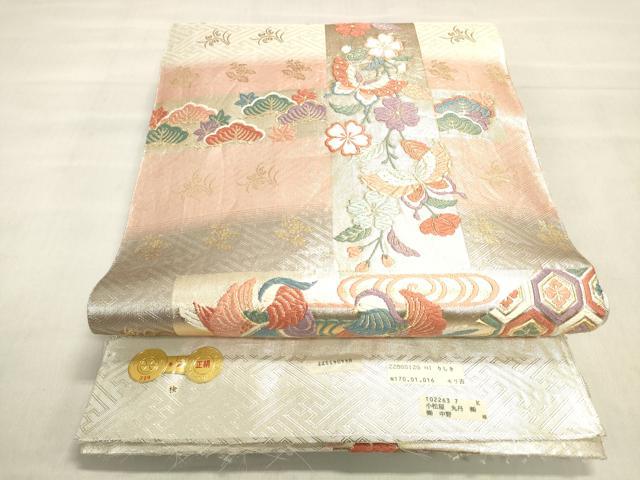平和屋着物◎西陣　京の名門　じゅらく謹製　佐賀錦　六通柄袋帯　唐織　能装花鳥組模様　金銀糸　証紙付き　正絹　逸品　DABK8004ar