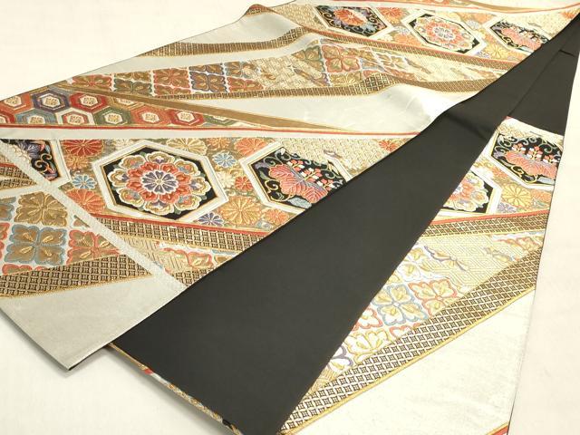 平和屋着物◎六通柄袋帯　唐織　正倉院亀甲花文　金銀糸　正絹　逸品　DABK8005ar