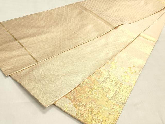 平和屋着物◎佐賀錦　太鼓柄袋帯　更紗花唐草文　金糸　正絹　逸品　DABK8010ar